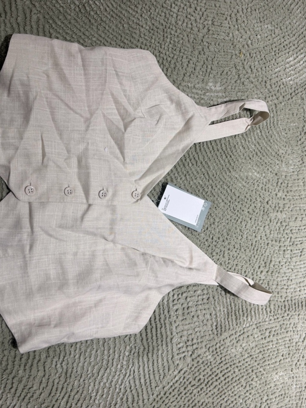 H&M Beige Crop Button-Front Tank Top